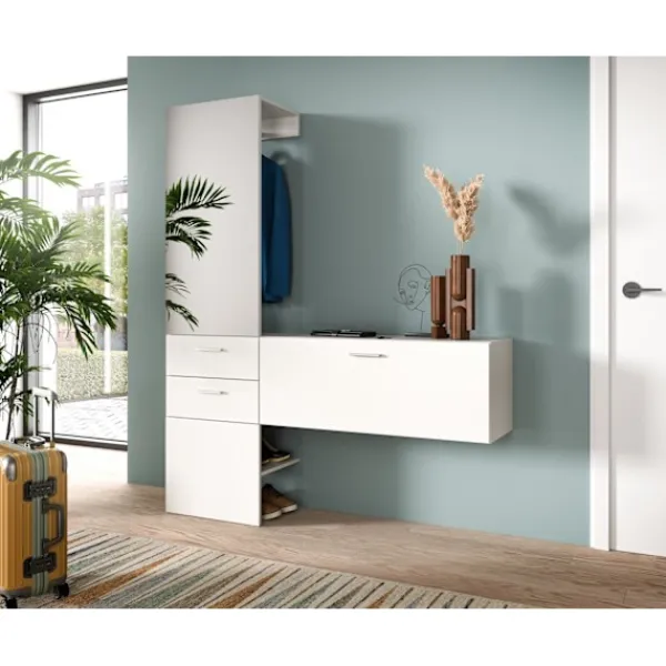 Rootz Living Byråer>Rootz 2 -stycks garderobset - garderobskåp - lagringspanel - utrymme maximerar design - vit melamin - 156 cm x 190 cm x 36 cm
