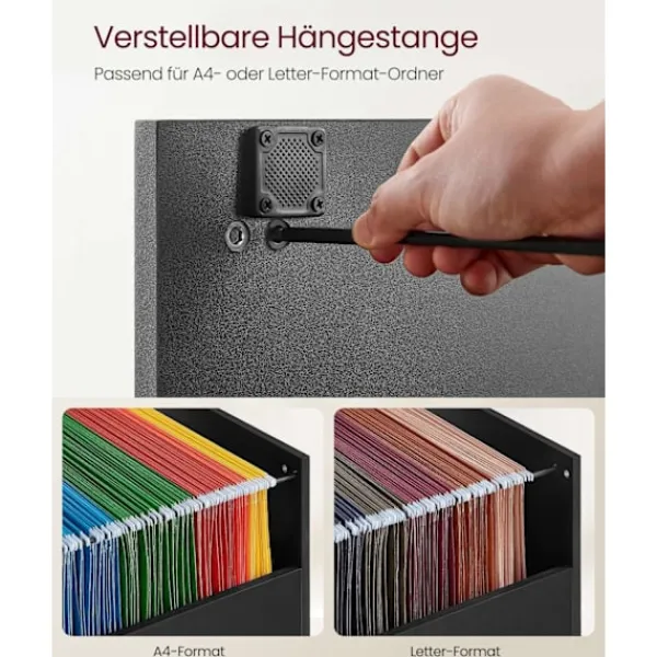 Rootz Living Kontorsmöbler>Rootz Arkivskåp - Bläck Svart - Spånskiva - 40 cm x 41 cm x 103 cm - 23 kg - Kontorsförvaring - 50 kg Kapacitet
