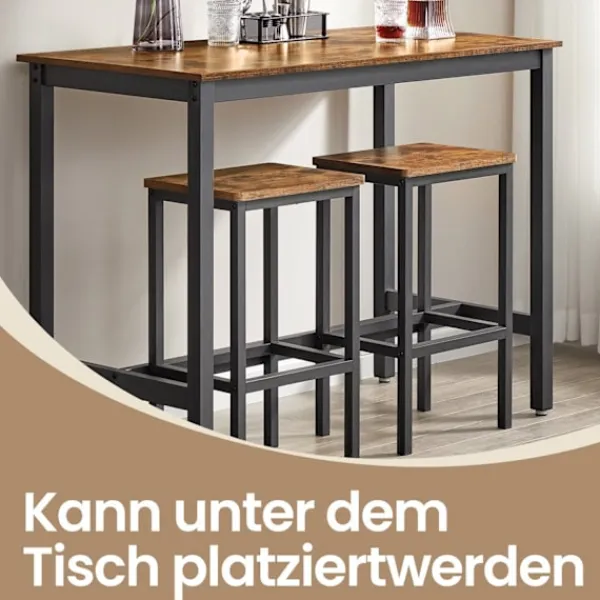 Rootz Living Matgrupper>Rootz Bar Table Set - Pub Table - Bistro Set - Space Saving - Hållbar träflipplatta och järn - Tabell: 120x60x90cm, stol: 40x30x65cm