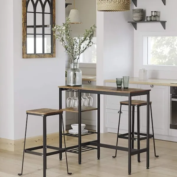 Rootz Living Småbord>Rootz Barbord - Vinglashållare - Industriell - Brun / Svart - 11