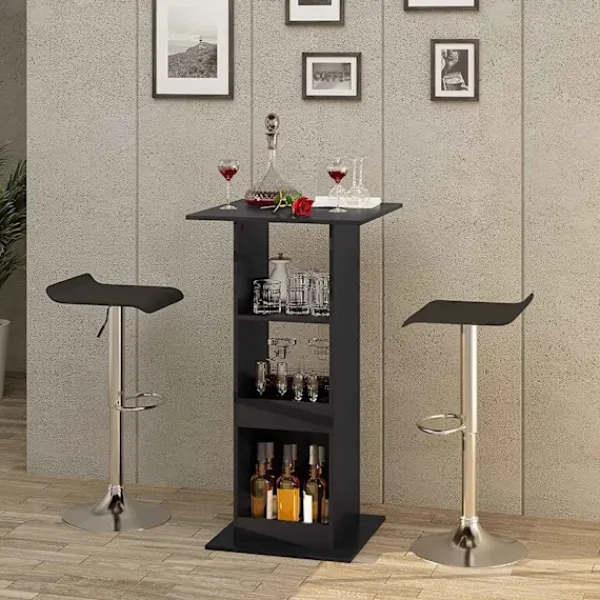 Rootz Living Matbord>Rootz Barbord med hyllor - Matbord - Förvaringsskåp - Platssparande - Massivt trä Material - 60cm x 60cm x 112cm - Ljus Ek + Vit