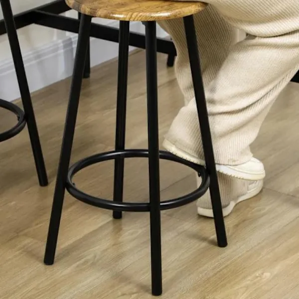 Rootz Living Matgrupper>Rootz Barbordsset - Industriell Design - 5 St.bordsset - 1 Barbord - 4 Barstolar - Sittgrupp - Köksbänk - Svart + Brun - 110L x 50W x 89,5H cm.