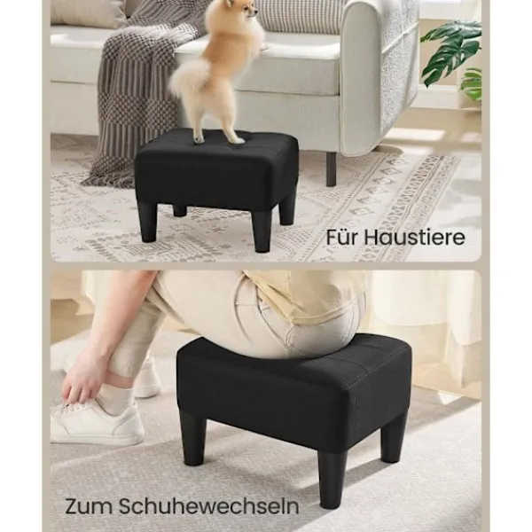 Rootz Living Pallar>Rootz Black Seat Pall - Ottoman - Footrest - Stöd 150 kg - 40 cm x 32 cm x 26 cm