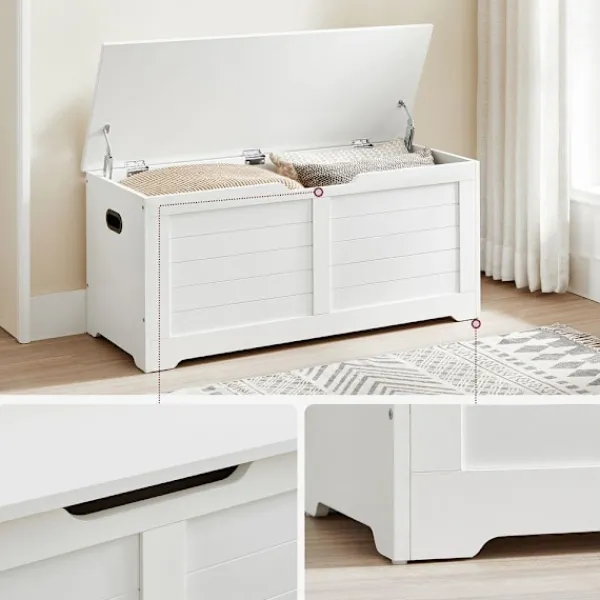 Rootz Living Kistor & Koffertar>Rootz byrå - Sovrums byrå - Trä byrå - Vit byrå - byrå med lock - Spånskiva - Matt Vit - 100 x 40 x 46 cm