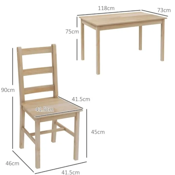 Rootz Living Matgrupper>Rootz 5-delad matbordsset - Matsalsmöbler - Matsalsset i furu - Utrymmesbesparande design - Högkvalitativa material - Golvskydd - Bord: 118L x 73W x 7 | Fyndiq