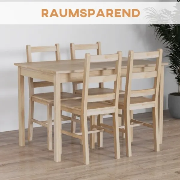 Rootz Living Matgrupper>Rootz 5-delad matbordsset - Matsalsmöbler - Matsalsset i furu - Utrymmesbesparande design - Högkvalitativa material - Golvskydd - Bord: 118L x 73W x 7 | Fyndiq