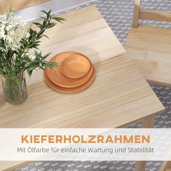 Rootz Living Matgrupper>Rootz 5-delad matbordsset - Matsalsmöbler - Matsalsset i furu - Utrymmesbesparande design - Högkvalitativa material - Golvskydd - Bord: 118L x 73W x 7 | Fyndiq