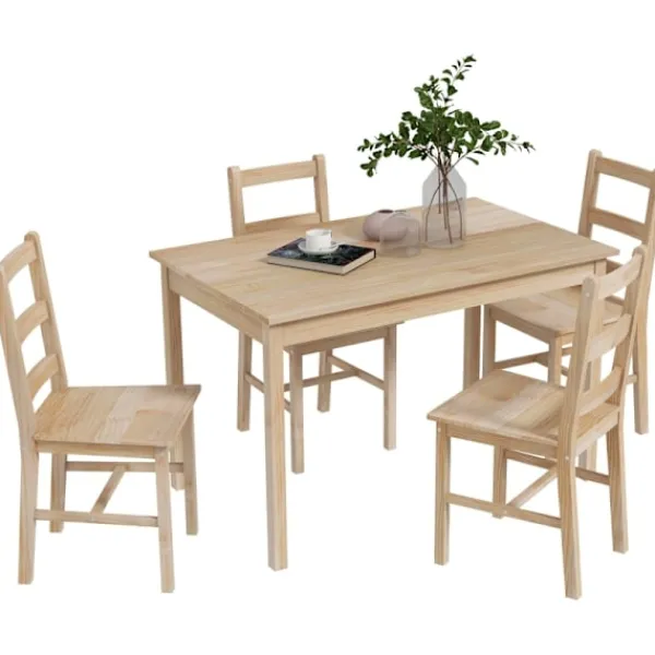 Rootz Living Matgrupper>Rootz 5-delad matbordsset - Matsalsmöbler - Matsalsset i furu - Utrymmesbesparande design - Högkvalitativa material - Golvskydd - Bord: 118L x 73W x 7 | Fyndiq