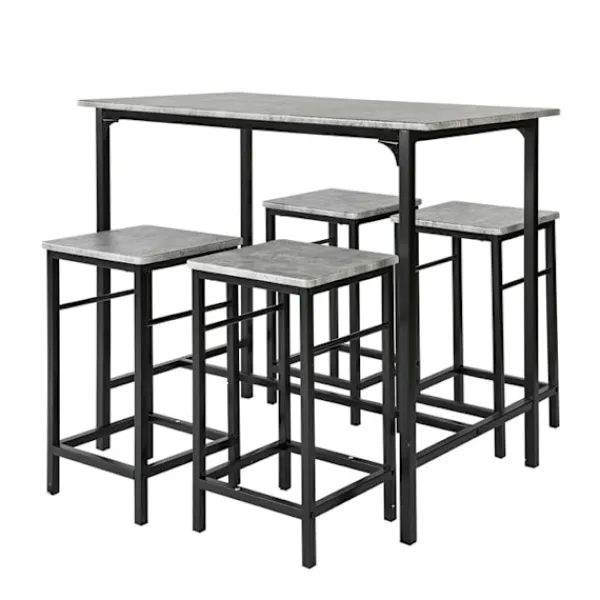 Rootz Living Matgrupper>Rootz 5-delade barbordsset - Barstolar - Matsalsset - Robust metallstomme - MDF-fanerskiva - Hög lastkapacitet - 100 cm x 87 cm x 60 cm bord, 32 cm x | Fyndiq