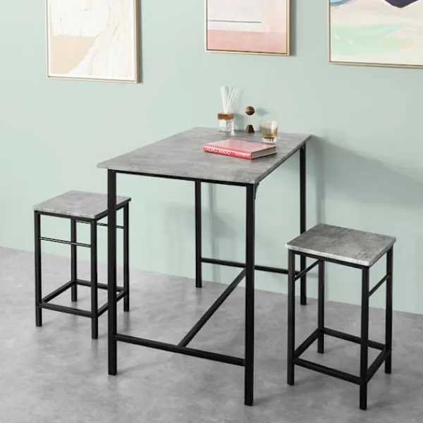 Rootz Living Matgrupper>Rootz 5-delade barbordsset - Barstolar - Matsalsset - Robust metallstomme - MDF-fanerskiva - Hög lastkapacitet - 100 cm x 87 cm x 60 cm bord, 32 cm x | Fyndiq