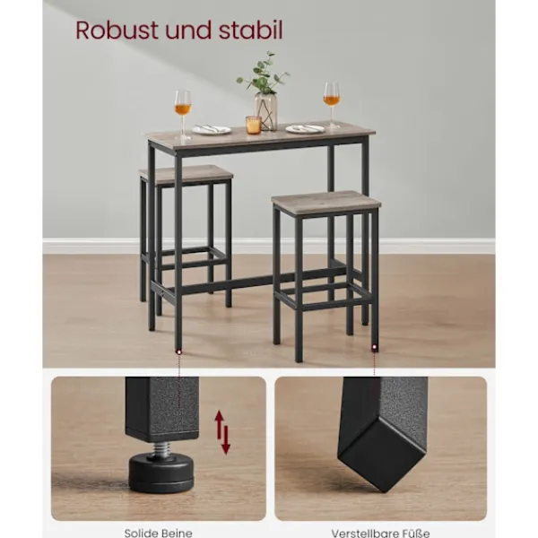 Rootz Living Matgrupper>Rootz 3-delade barbordsset - Pubbord - Counter Height Bord - Spånskiva och stål - Greige fläckigt bläck Svart - 100 cm x 40 cm x 90 cm - 40 cm x 30 cm | Fyndiq