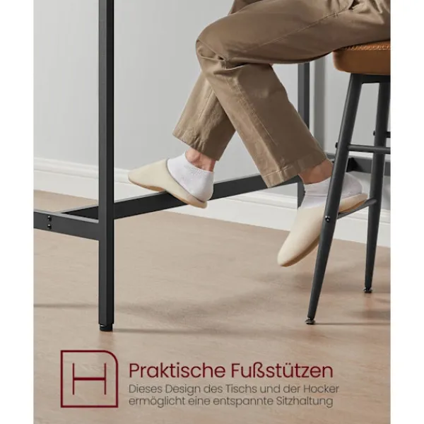 Rootz Living Matgrupper>Rootz 3-delade barbordsset - Pubbord - Counter Height Bord - Spånskiva och stål - Greige fläckigt bläck Svart - 100 cm x 40 cm x 90 cm - 40 cm x 30 cm | Fyndiq