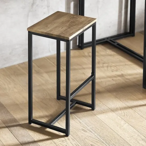 Rootz Living Matgrupper>Rootz 3-delade barbordsset - Barbord med 2 stolar - Matsalsset - MDF-bordsskiva med PVC - Metallram - Platsbesparande förvaringshyllor - Perfekt för k | Fyndiq