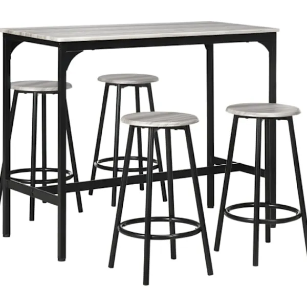 Rootz Living Matgrupper>Rootz 5-delade barbordsset - Industriell matsalsset - Kompakt barmöbel - Utrymmesbesparande design - 110 cm x 50 cm x 89,5 cm bord