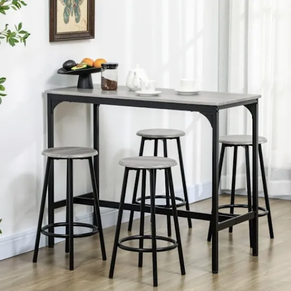 Rootz Living Matgrupper>Rootz 5-delade barbordsset - Industriell matsalsset - Kompakt barmöbel - Utrymmesbesparande design - 110 cm x 50 cm x 89,5 cm bord