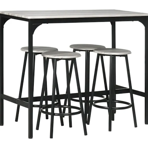 Rootz Living Matgrupper>Rootz 5-delade barbordsset - Industriell matsalsset - Kompakt barmöbel - Utrymmesbesparande design - 110 cm x 50 cm x 89,5 cm bord