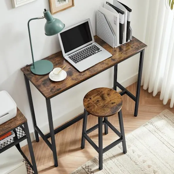 Rootz Living Matgrupper>Rootz 3-delade barbordsset - Vintage Brun-Svart - Spånskiva stål - 100cm x 90cm x 40cm - 65cm x 32cm (Ø x H) - 18,1kg - 100kg Statisk belastningskapac | Fyndiq