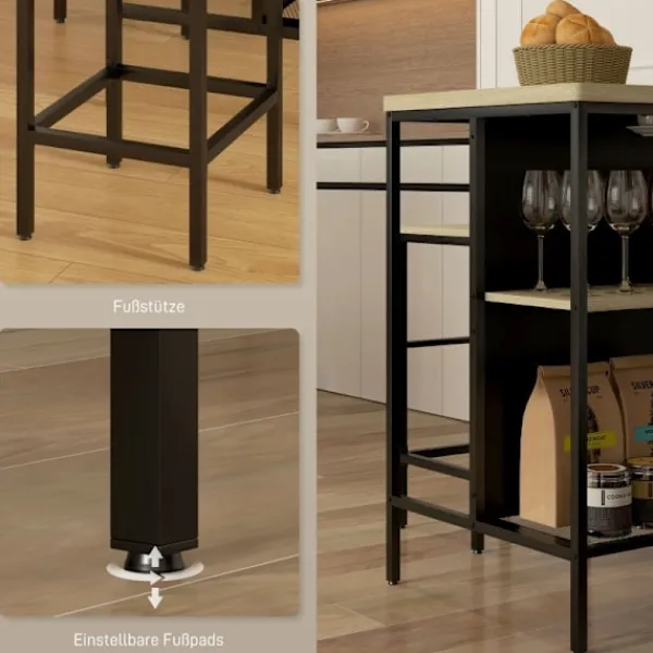 Rootz Living Matgrupper>Rootz 3-delade barbordsset - Barstolar - Pubbord - Fläckbeständigt - Utrymmesbesparande - Stålstomme - 100W x 60D x 95H cm (Bord), 32W x 32D x 68H cm | Fyndiq