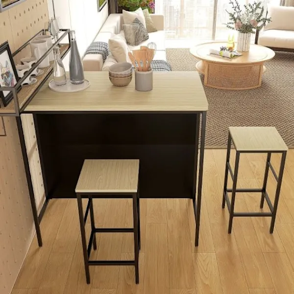 Rootz Living Matgrupper>Rootz 3-delade barbordsset - Barstolar - Pubbord - Fläckbeständigt - Utrymmesbesparande - Stålstomme - 100W x 60D x 95H cm (Bord), 32W x 32D x 68H cm | Fyndiq