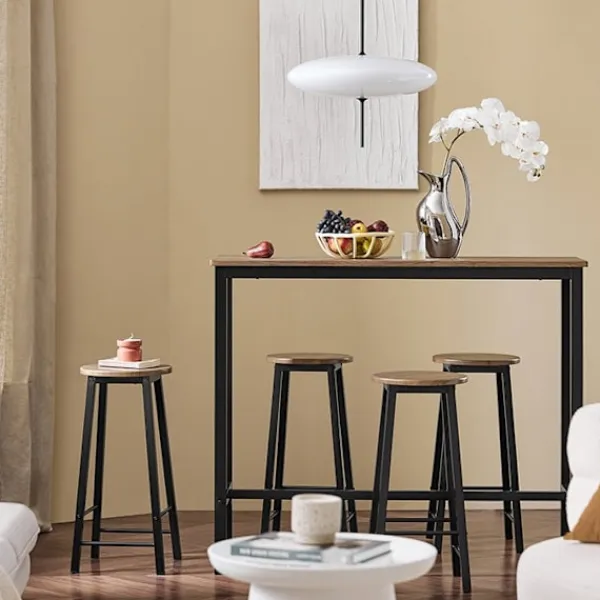 Rootz Living Matgrupper>Rootz 5-delade barbordsset - Köksmatsalskombination - Trädgårdsmöbler - MDF med PVC-skiva - Robust metallstomme - Hög lastkapacitet - 120 cm x 100 cm | Fyndiq