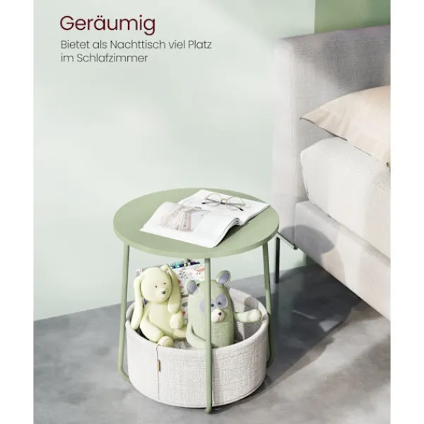 Rootz Living Småbord>Rootz 3-delat sidobord - Tygkorg - Förvaringsorganisatör - Spånskiva Stål Polyester - Laurel Green Creme White - 45cm x 50cm x 50cm - 39,6cm x 18,2cm | Fyndiq