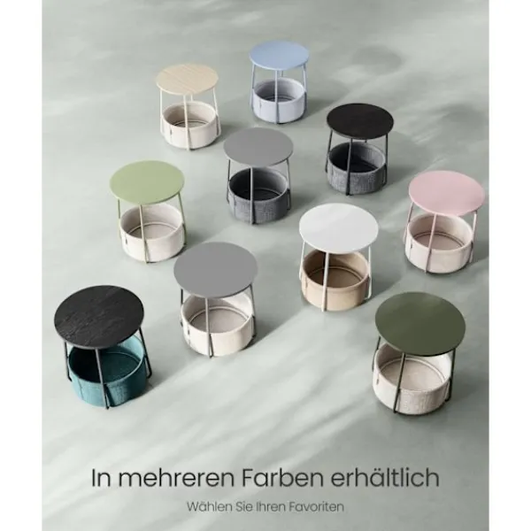 Rootz Living Småbord>Rootz 3-delat sidobord - Tygkorg - Förvaringsorganisatör - Spånskiva Stål Polyester - Laurel Green Creme White - 45cm x 50cm x 50cm - 39,6cm x 18,2cm | Fyndiq