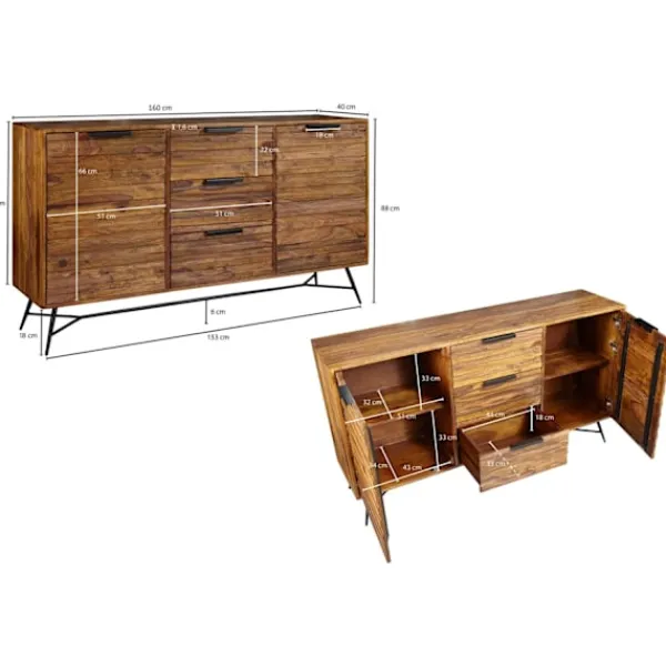 Rootz Living Sideboards>Rootz Design Skänk 160x40x88 cm Sheesham Solid Wood - Kommod med