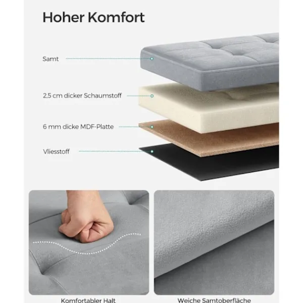 Rootz Living Sittpuffar>Rootz Dove Grey Seat Chest - Förvaring Ottoman - Fotpall - MDF Velvet Foam - 300 kg Kapacitet - 38cm x 38cm x 38cm
