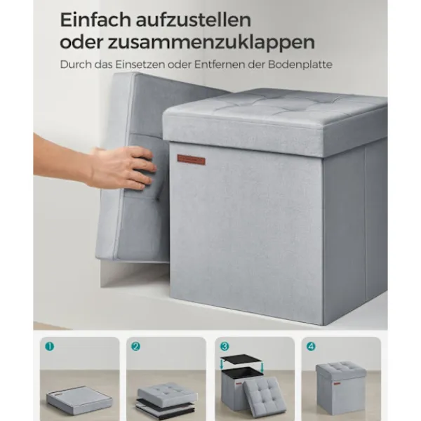 Rootz Living Sittpuffar>Rootz Dove Grey Seat Chest - Förvaring Ottoman - Fotpall - MDF Velvet Foam - 300 kg Kapacitet - 38cm x 38cm x 38cm