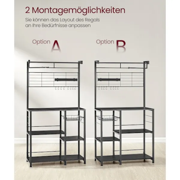 Rootz Living Köksö>Rootz Ebony-Black Kitchen Baker's Rack - Förvaringsställ - Organizer - Spånskiva och stål - 42cm x 90cm x 167,3cm - Heavy Duty - Multifunktionell - Ut | Fyndiq