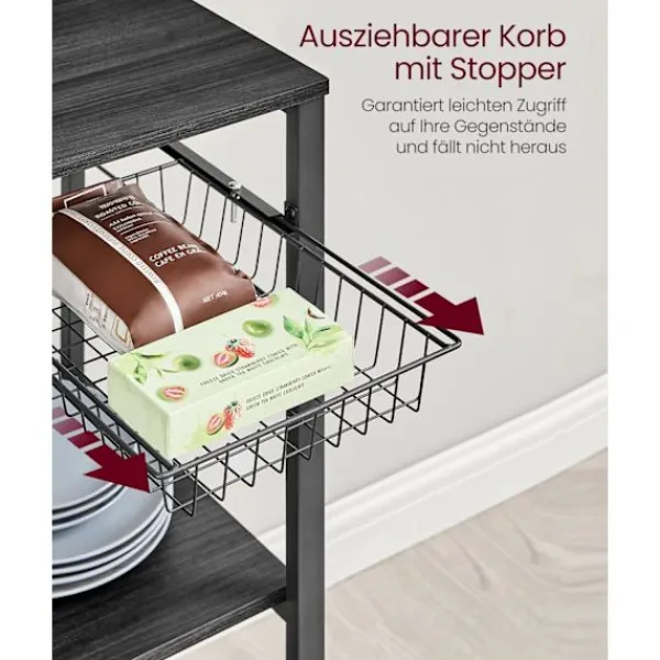 Rootz Living Köksö>Rootz Ebony-Black Kitchen Baker's Rack - Förvaringsställ - Organizer - Spånskiva och stål - 42cm x 90cm x 167,3cm - Heavy Duty - Multifunktionell - Ut | Fyndiq