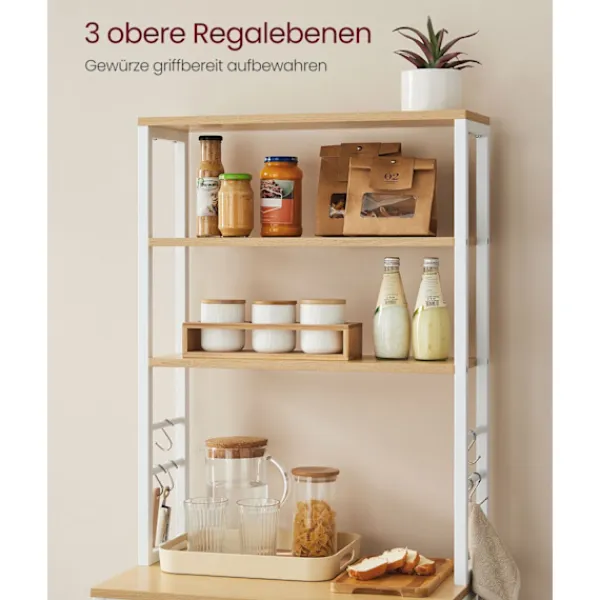 Rootz Living Köksö>Rootz Ek Vit Spånskiva Stål Tårtställ - Bakställ - Förvaringshylla - Robust konstruktion - Enkel montering - 40cm x 60cm x 167cm