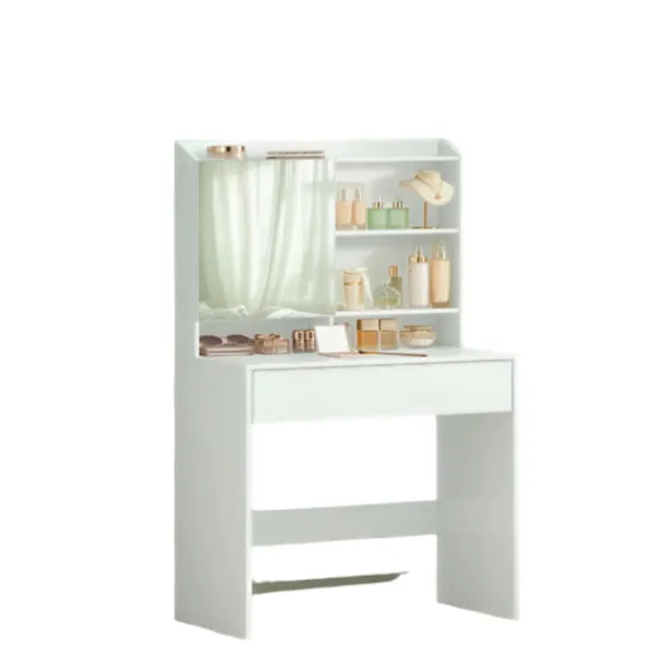 Rootz Living Sminkbord>Rootz Elegant toalettbord - Friktionsbord - Vanity Table - Inkluderar Mirror & Drawer - Träflipplatta - 70 cm x 40 cm x 136 cm