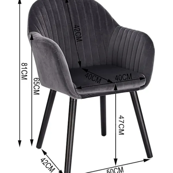 Rootz Living Fåtöljer>Rootz Ergonomic Matstol - Bekväma sittplatser - Snygga möbler - Sammetsklädd - Lätt att montera - Stöder upp till 120 kg - 81 cm x 40 cm x 42 cm