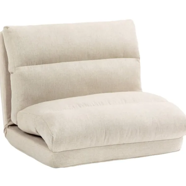 Rootz Living Fåtöljer>Rootz Floor Chair - Meditationsstol - Solstol - Säng - Justerbart ryggstöd i 6 nivåer - Mjukt tygöverdrag - Kompakt - Beige - 70cm x 41cm x 56cm