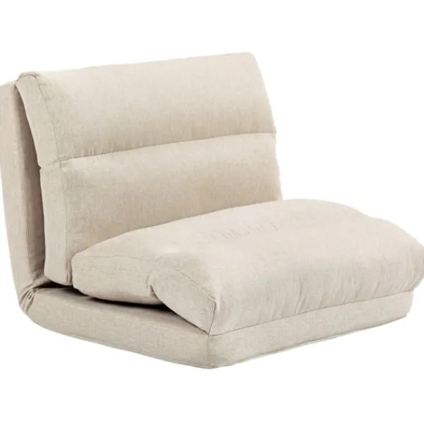 Rootz Living Fåtöljer>Rootz Floor Chair - Meditationsstol - Solstol - Säng - Justerbart ryggstöd i 6 nivåer - Mjukt tygöverdrag - Kompakt - Beige - 70cm x 41cm x 56cm