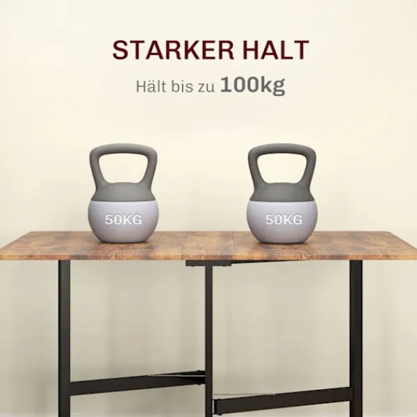 Rootz Living Matbord>Rootz folding matbord - Hollfällbart - utrymmebesparande - rymmer 6 personer - 120 cm x 80 cm x 73 cm - perfekt för små utrymmen - hjul & bromsar