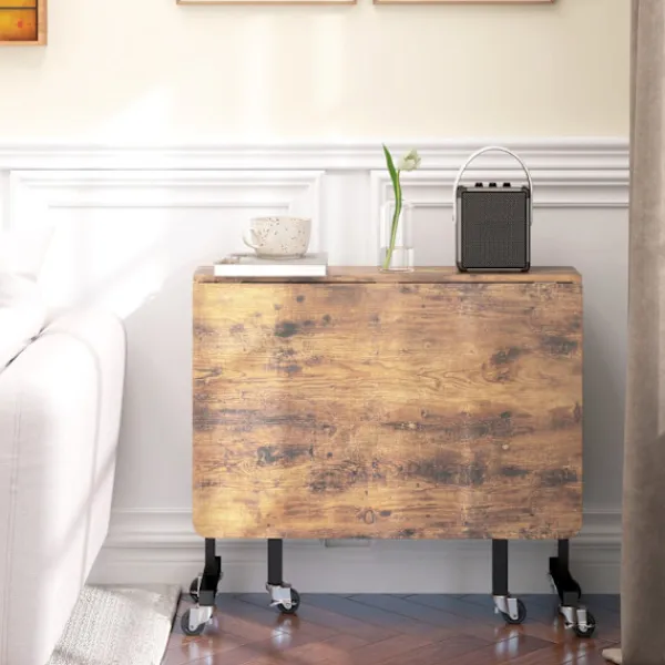 Rootz Living Matbord>Rootz folding matbord - Hollfällbart - utrymmebesparande - rymmer 6 personer - 120 cm x 80 cm x 73 cm - perfekt för små utrymmen - hjul & bromsar