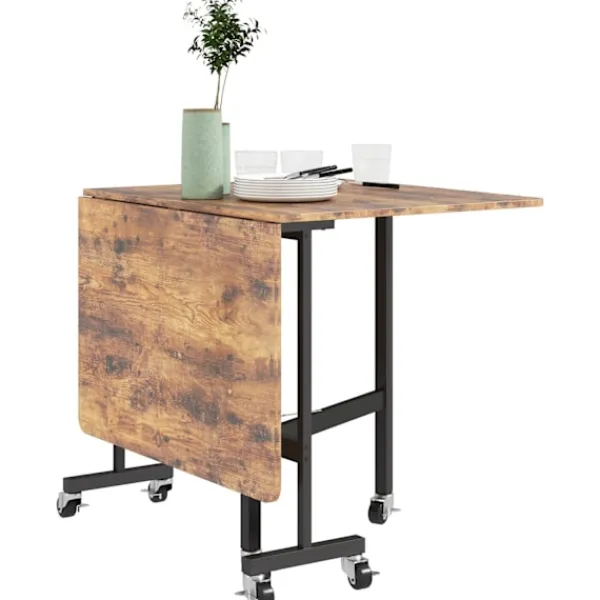 Rootz Living Matbord>Rootz folding matbord - Hollfällbart - utrymmebesparande - rymmer 6 personer - 120 cm x 80 cm x 73 cm - perfekt för små utrymmen - hjul & bromsar