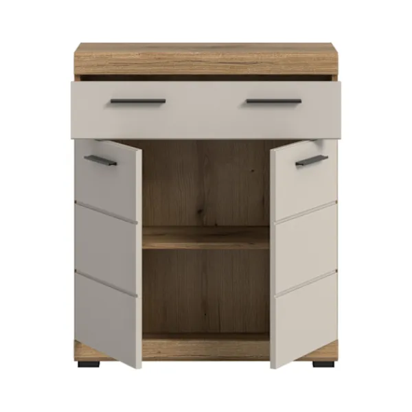 Rootz Living Byråer>Rootz Freestanding Cabinet - Lagringsenhet - Arrangör - gott om lagring - 74x88x31cm - Evoak Oak & Cashmere Imitation MDF Front