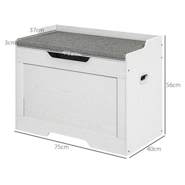 Rootz Living Kistor & Koffertar>Rootz Förvaring Bröstbänk - Organiseringslåda - Sängfotsstam - Säkerhetsgångjärn - 75cm x 40cm x 56cm