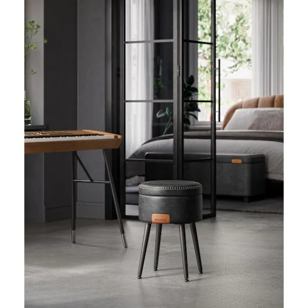 Rootz Living Pallar>Rootz förvaringsbänk - ottomansk - fotpall - stålram - högelastiskt skum - PU-läder - plywood - 38,2 cm x 44,4 cm - Ø 32 cm sits - 3,3 kg - 150 kg kap | Fyndiq