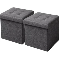 Rootz Living Pallar>Rootz förvaringspall - hopfällbar bänk - ottomansk - MDF & linne - 38L förvaring - andningsbart överdrag - 37,5 cm x 38 cm x 37,5 cm