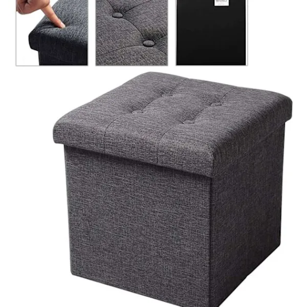 Rootz Living Pallar>Rootz förvaringspall - hopfällbar bänk - ottomansk - MDF & linne - 38L förvaring - andningsbart överdrag - 37,5 cm x 38 cm x 37,5 cm
