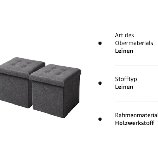 Rootz Living Pallar>Rootz förvaringspall - hopfällbar bänk - ottomansk - MDF & linne - 38L förvaring - andningsbart överdrag - 37,5 cm x 38 cm x 37,5 cm