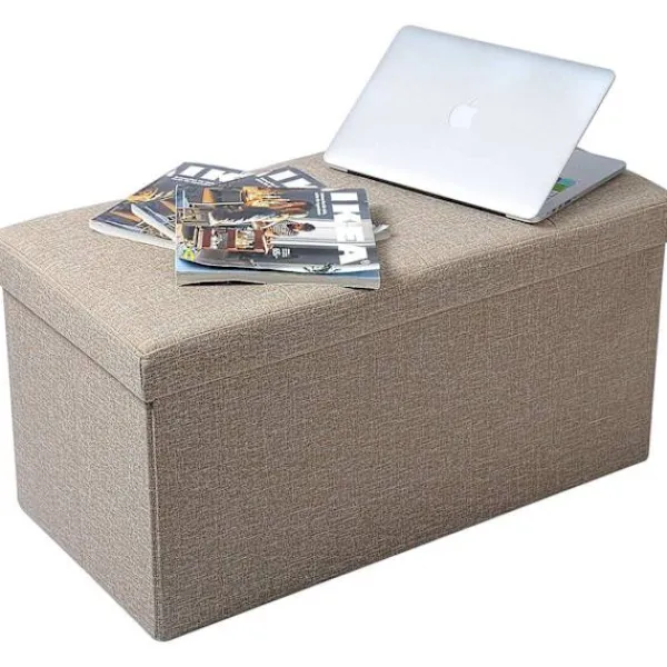 Rootz Living Kistor & Koffertar>Rootz förvaringspall - hopfällbar sitskista - stor kapacitet - Linnetyg - 76 cm x 38 cm x 37,5 cm - Skobänk - Sängbänk