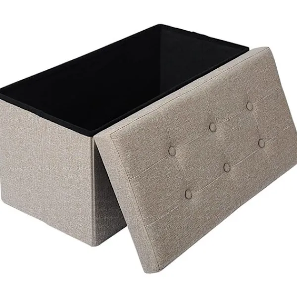 Rootz Living Kistor & Koffertar>Rootz förvaringspall - hopfällbar sitskista - stor kapacitet - Linnetyg - 76 cm x 38 cm x 37,5 cm - Skobänk - Sängbänk