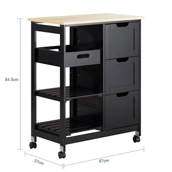 Rootz Living Köksö>Rootz förvaringsskåp - byrå - Organizer - MDF och furu - 67cm x 84,5cm x 37cm - Mobil med hjul - Finns i 3 färger