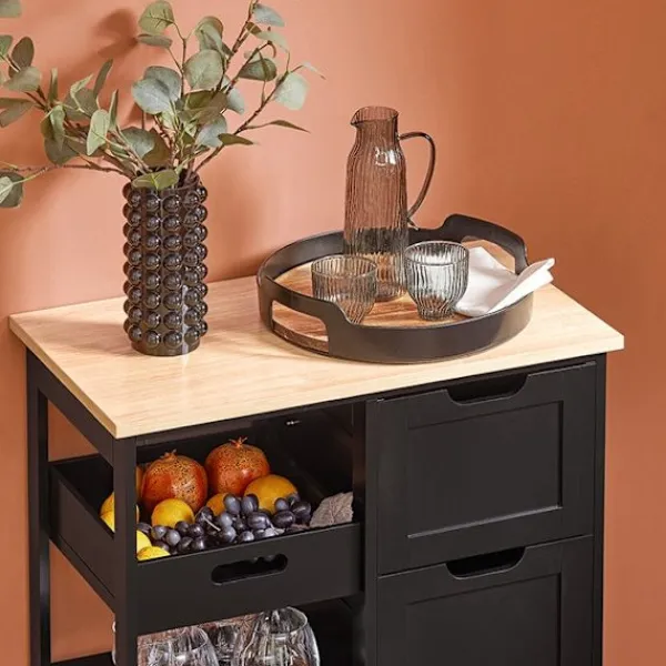 Rootz Living Köksö>Rootz förvaringsskåp - byrå - Organizer - MDF och furu - 67cm x 84,5cm x 37cm - Mobil med hjul - Finns i 3 färger