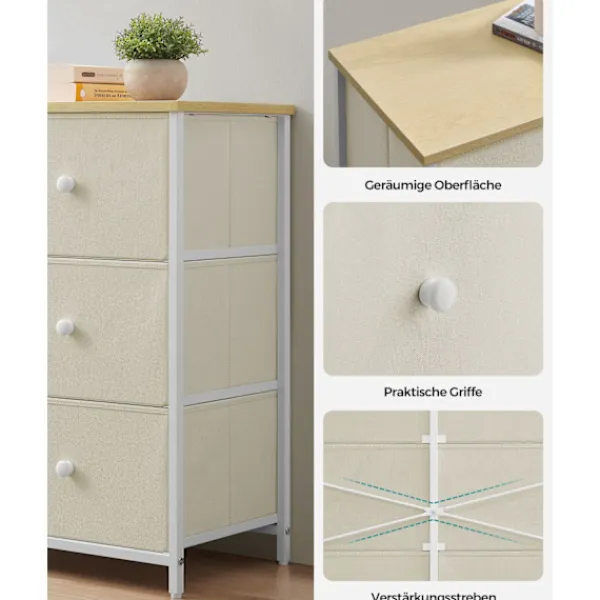 Rootz Living Byråer>Rootz Förvaringsskåp - Lådorganisatör - Spånskiva Ståltyg - Camel Yellow Creme White - 30cm x 80cm x 71cm - Lättvikt - Rymlig - Enkel montering